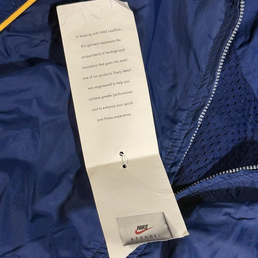Nike Jacket Womens Blue Full Zip Windbreaker Mesh Lined Yellow Piping NOS Y2K - Picture 7 of 16